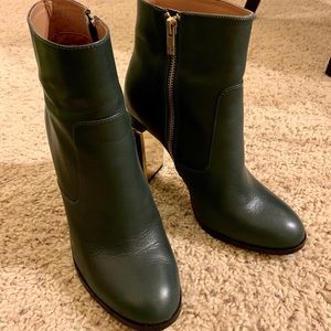Calvin Klein Dark Olive Leather Heel Bootie Size 8